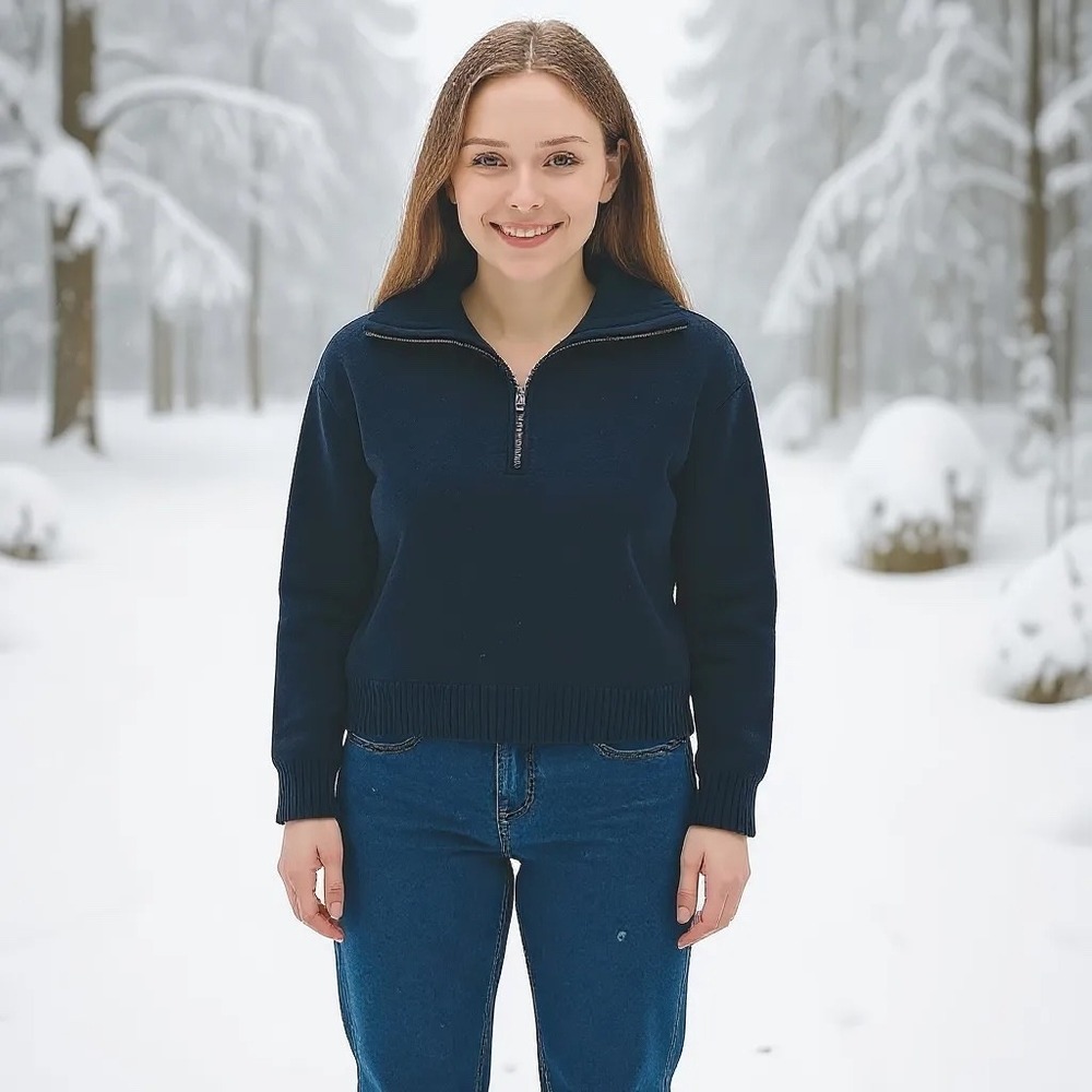 The North Face Sweater Women's‎ XL Quarter Zip Pullover Knit Wool Blend